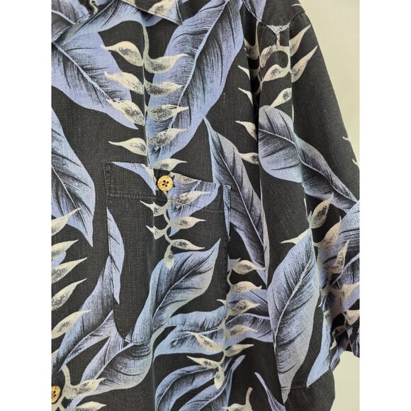 Banana Cabana Mens Hawaiian Shirt Size XL Blue Silk Short Sleeve Button Down Top - Picture 3 of 9